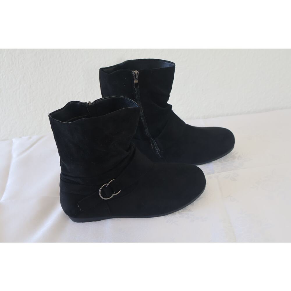 Black Slouch Ankle Boots | Size 39 (Fits US 8–8.5) | Faux Suede | Zip Closure